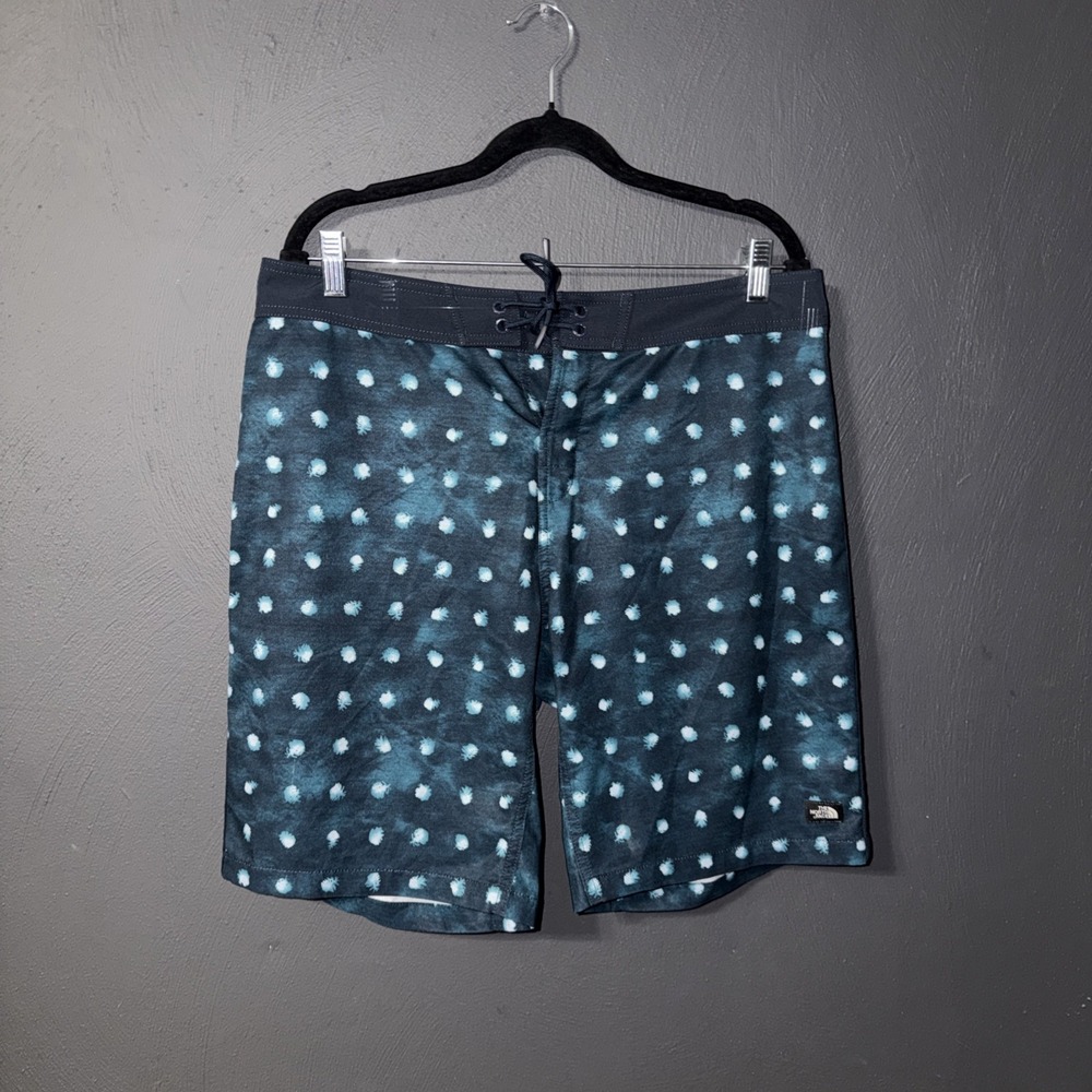 The North Face Board Shorts Print Size 34 Blue Swim Trunks Surf Beach